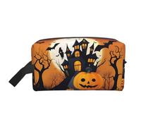 Happy-Halloween-Vector - Bolsas de cosméticos para mujer, bolsa de maquillaje pequeña para bolso, bolsa de maquillaje de viaje con cremallera, Feliz-Halloween-vector, Talla única