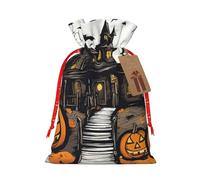Happy-Halloween-Vector Bolsas de regalo reutilizables de Navidad y festival, bolsas de embalaje de regalo, bolsas de tela elegantes hechas a mano