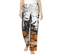 Happy-Halloween-Vector - Pantalones de pijama de franela con bolsillos, pantalones cálidos para dormir y descansar, pantalones de pijama, Negro, 5XL