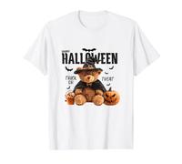 Happy Halloween Witch Teddy Bear Pumpkin Graphic Camiseta gráfica económica, Hombre, Blanco, S