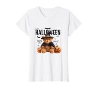 Happy Halloween Witch Teddy Bear Pumpkin Graphic Camiseta gráfica económica, Mujer, Blanco, S