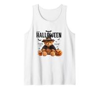 Happy Halloween Witch Teddy Bear Pumpkin Graphic Camiseta sin Mangas