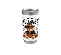 Happy Halloween Witch Teddy Bear Pumpkin Graphic Vaso térmico de acero inoxidable de doble pared