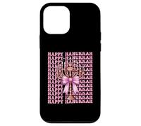 Happy Hanukkah Jewish Menorah Girl Coquette Lazo rosa Carcasa para iPhone 12 mini