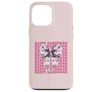 Happy Hanukkah Jewish Menorah Girl Coquette Lazo Rosa Carcasa para iPhone 13 Pro MAX