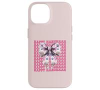 Happy Hanukkah Jewish Menorah Girl Coquette Lazo Rosa Carcasa para iPhone 14