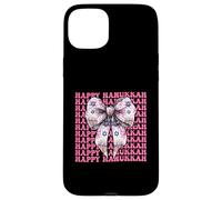 Happy Hanukkah Jewish Menorah Girl Coquette Lazo rosa Carcasa para iPhone 15 Plus