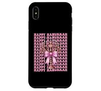 Happy Hanukkah Jewish Menorah Girl Coquette Lazo rosa Carcasa para iPhone XS Max