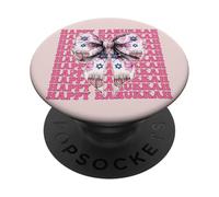 Happy Hanukkah Jewish Menorah Girl Coquette Lazo Rosa PopSockets PopGrip Adhesivo