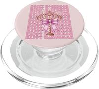 Happy Hanukkah Jewish Menorah Girl Coquette Lazo Rosa PopSockets PopGrip para MagSafe