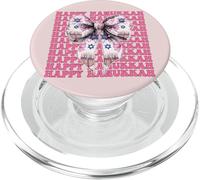 Happy Hanukkah Jewish Menorah Girl Coquette Lazo Rosa PopSockets PopGrip para MagSafe