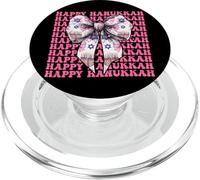 Happy Hanukkah Jewish Menorah Girl Coquette Lazo rosa PopSockets PopGrip para MagSafe