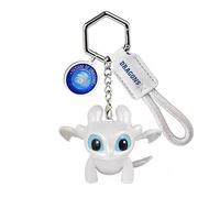Happy Hatch Llavero de ojo de dragón con luz LED blanca con ojos brillantes, lindo llavero de PVC de dibujos animados para bolsas de niños, mochilas, regalo