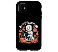 Happy Hauntings - Bonito diseño de Fantasma y Gato Negro Carcasa para iPhone 11