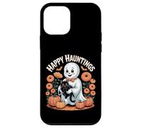 Happy Hauntings - Bonito diseño de Fantasma y Gato Negro Carcasa para iPhone 12 Mini