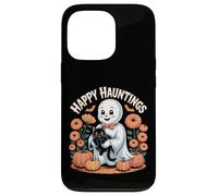 Happy Hauntings - Bonito diseño de Fantasma y Gato Negro Carcasa para iPhone 13 Pro