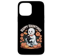 Happy Hauntings - Bonito diseño de Fantasma y Gato Negro Carcasa para iPhone 13 Pro MAX