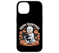Happy Hauntings - Bonito diseño de Fantasma y Gato Negro Carcasa para iPhone 14