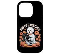 Happy Hauntings - Bonito diseño de Fantasma y Gato Negro Carcasa para iPhone 14 Pro
