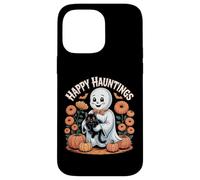 Happy Hauntings - Bonito diseño de Fantasma y Gato Negro Carcasa para iPhone 14 Pro MAX