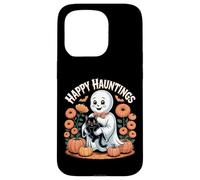 Happy Hauntings - Bonito diseño de Fantasma y Gato Negro Carcasa para iPhone 15 Pro