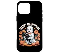Happy Hauntings - Bonito diseño de Fantasma y Gato Negro Carcasa para iPhone 16 Pro MAX
