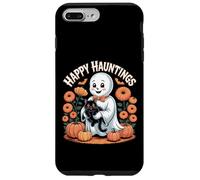 Happy Hauntings - Bonito diseño de Fantasma y Gato Negro Carcasa para iPhone 7 Plus/8 Plus
