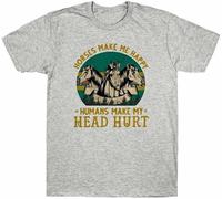 Happy Head Make tee Make Cotton Horses Men's T-Shirt My Hurt Vintage Me Humans(Medium)