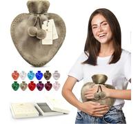 Happy Heaters - Botella de agua caliente de 1 litro con funda esponjosa, ideal para dolor de período, espalda y cuello, botella de crema perfecta para mujeres, personas mayores y niños