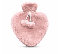 Happy Heaters - Botella de agua caliente de 1 litro con funda esponjosa, ideal para dolor de período, espalda y cuello, color rosa con tapa, ideal para mujeres, personas mayores y niños