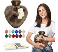 Happy Heaters - Botella de agua caliente de 1 litro con funda esponjosa, ideal para dolor menstrual, espalda y cuello, color marrón, ideal para mujeres, personas mayores y niños
