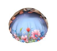 Happy Hedgehogs - Gorro de ducha impermeable y reutilizable para mujer, cubierta elástica para el cabello, para baño, spa, viajes y uso diario
