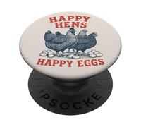 Happy Hens Happy Eggs Vintage Chicken Country Life PopSockets PopGrip Adhesivo