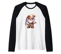 Happy Hippie GNOME with Guitar For Women Men Grandpa Life Camiseta Manga Raglan