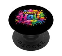 Happy Holi Color Splash Tipografía Festival Celebración Desi PopSockets PopGrip Adhesivo