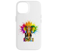 Happy Holi Festival India Colors Elephant Hindu Spring 2025 Carcasa para iPhone 14