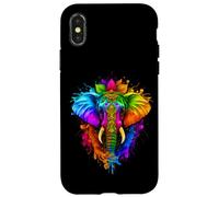 Happy Holi Festival India Colors Elephant Hindu Spring 2025 Carcasa para iPhone X/XS