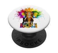 Happy Holi Festival India Colors Elephant Hindu Spring 2025 PopSockets PopGrip Adhesivo