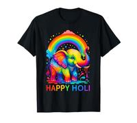 Happy Holi Festival India Hind Colors Elefante Hombres Mujeres Camiseta