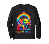 Happy Holi Festival India Hind Colors Elefante Hombres Mujeres Manga Larga