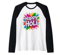 Happy Holi Festival India Hindu Colors Hombres Mujeres Niños Regalos Camiseta Manga Raglan