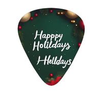 Happy Holidays - Juego de 12 púas para guitarra, incluye 3 grosores de púas para guitarras acústicas, ukeleles y más.
