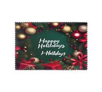 Happy Holidays - Juego de 6 manteles individuales resistentes al calor, fáciles de limpiar, antideslizantes, resistentes a las manchas, 12 x 18 pulgadas