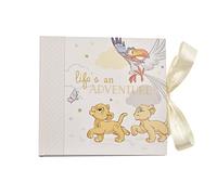 Happy Homewares Lion King Life is an Adventure Baby - Álbum de fotos con cinta de color marfil, 50 fotos, perfecto para familias con recién nacidos, con licencia oficial