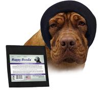 Happy Hoodie - Banda calmante Original para Perros y Gatos, para aliviar la ansiedad, cancelación de Ruido para Fuegos Artificiales, tormentas eléctricas y Aseo de Mascotas, XL, Negro