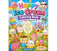 Happy Ice Cream Coloring Book for Kids Ages 3-6 |: Fun and Easy Ice Cream Animal Coloring Pages for Toddlers and Preschoolers | Cute Desserts, Smiling ... and Creative Activities for Boys and Girls