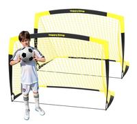 Happy Jump Portería de Fútbol Pop-Up Plegable | 1 o 2 Porterías: 120x91 / 152x110 / 213x152 cm | Opcional con Balón, Bomba y Conos | Portería Portátil para Jardín y Entrenamiento