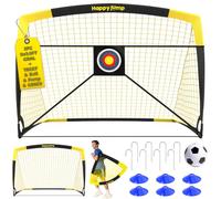 Happy Jump Portería de Fútbol Pop-Up Plegable | 1 o 2 Porterías: 120x91 / 152x110 / 213x152 cm | Opcional con Balón, Bomba y Conos | Portería Portátil para Jardín y Entrenamiento