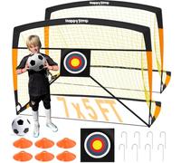 Happy Jump Portería de Fútbol Pop-Up Plegable | 1 o 2 Porterías: 120x91 / 152x110 / 213x152 cm | Opcional con Balón, Bomba y Conos | Portería Portátil para Jardín y Entrenamiento