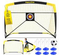 Happy Jump Portería de Fútbol Pop-Up Plegable | 1 o 2 Porterías: 120x91 / 152x110 / 213x152 cm | Opcional con Balón, Bomba y Conos | Portería Portátil para Jardín y Entrenamiento